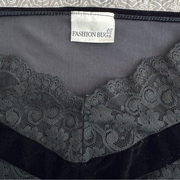 Vintage Fashion Bug Black Velvet & Lace Stretchy Top Goth Witchy Whimsigoth S/M - Picture 2 of 7